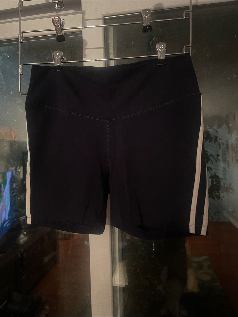 Women’s Navy Blue Athletic Shorts with Side Stripe